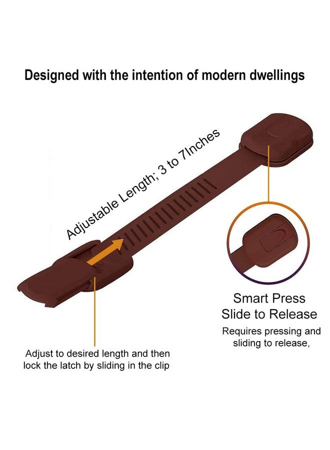 TornadoZ Child Proofing Safety Locks - 8 Pcs Baby Proof Lock With 8 Extra 3M Adhesives -Adjustable Flexible Strap Latches To Cabinet, Cupboard, Drawer, Fridge, Toilet-Seat, Oven, Closet Seat, Door,Window-Brown - Image 2