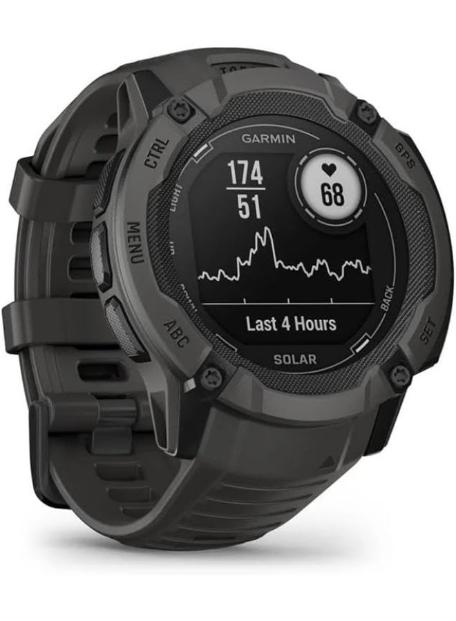 جارمين Renewed - Instinct 2X Solar - 50MM - Unlimited Battery Life In Smartwatch Mode With Solar Charging1 - 1.1"inch Monochrome Display with Tough Body, Scratch Resistant, Power Glass™ - Graphite GRAPHITE - Image 2