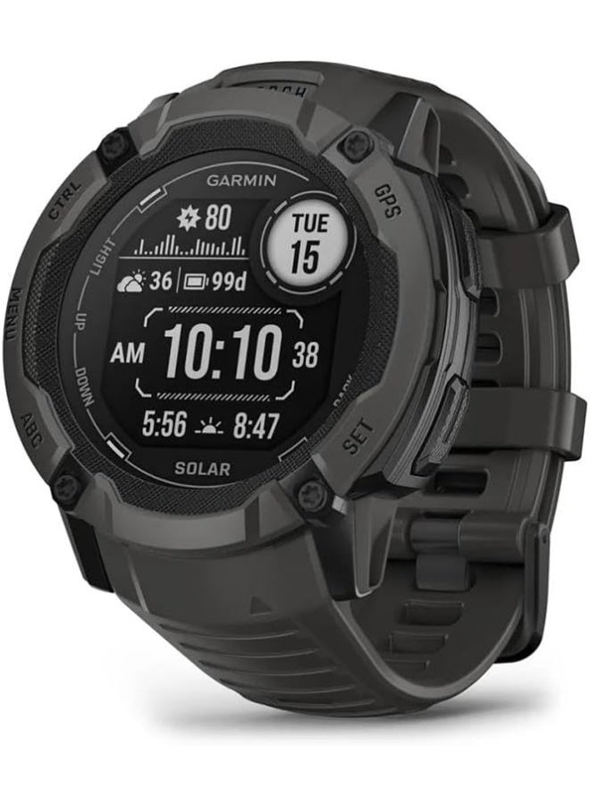 جارمين Renewed - Instinct 2X Solar - 50MM - Unlimited Battery Life In Smartwatch Mode With Solar Charging1 - 1.1"inch Monochrome Display with Tough Body, Scratch Resistant, Power Glass™ - Graphite GRAPHITE - Image 3