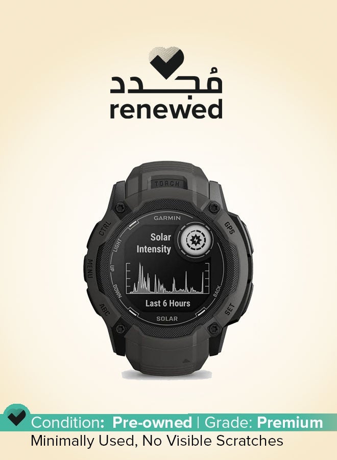 جارمين Renewed - Instinct 2X Solar - 50MM - Unlimited Battery Life In Smartwatch Mode With Solar Charging1 - 1.1"inch Monochrome Display with Tough Body, Scratch Resistant, Power Glass™ - Graphite GRAPHITE - Image 1