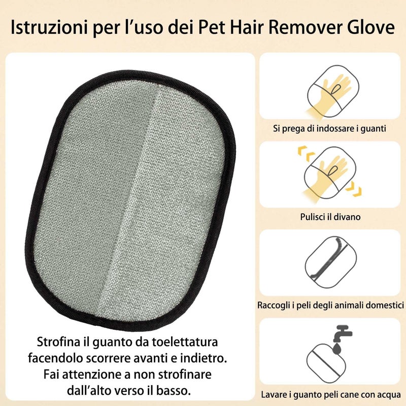 Kunoli Pack of 2 Pet Hair Remover Cat Gloves, Double-Sided Fur Gloves, Cat Pet Grooming Gloves, Cat Pet Hair Remover for Washing Deshedding, Cleaning Carpets Sofas - Image 3