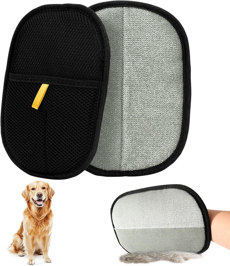 Kunoli Pack of 2 Pet Hair Remover Cat Gloves, Double-Sided Fur Gloves, Cat Pet Grooming Gloves, Cat Pet Hair Remover for Washing Deshedding, Cleaning Carpets Sofas - Image 1