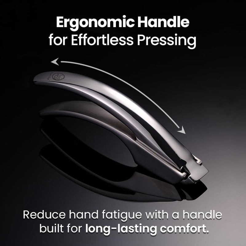 Gourmet Easy No Peeling Required Garlic Press Stainless Steel with Detachable Handle for Coarse Mincing - Premium Garlic Mincer Tool, Rust-Proof, Easy to Clean, Dishwasher Safe Garlic Crusher, Lifetime Replacement - Image 5
