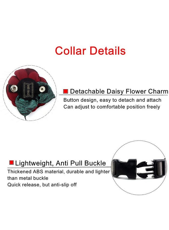 PETFAVORITES Xs Female Dog Collar  Detachable Flower Cat Collar For Girl Cats With Bell Pearl Pistil Green Leaf  Soft Nylon Collar For Extra Small Dogs Girl (Pink Collar And Leash, Size Xs)  - Image 3