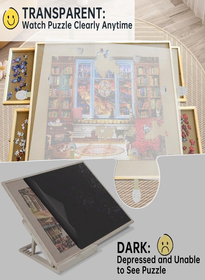XGKHOM 1500 Pieces Puzzle Board Cover Mat, 34"x26" Jigsaw Puzzle Table Cover with Locking Buckles, Transparent and Frosted Replacement Cover (Cover Mat Only) - Image 3