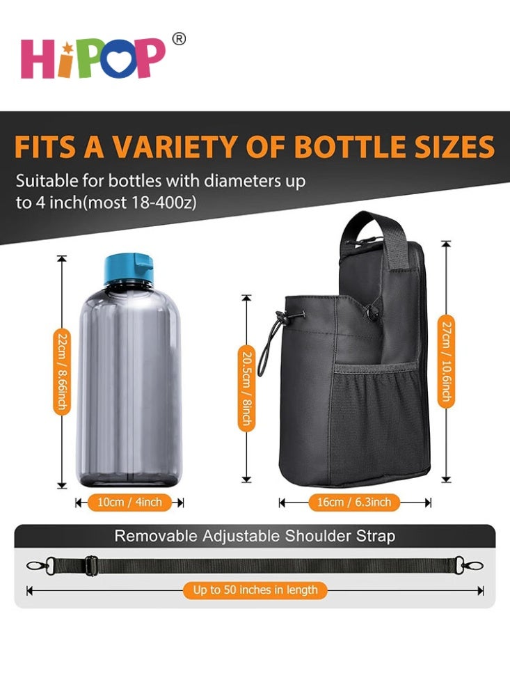 HIPOP Magnetic Gym Water Bottle Holder Bag with Phone Pockets & Accessories Organizer, Adjustable Strap for Men/Women Fitness Accessories for Gym (Black) - Image 5