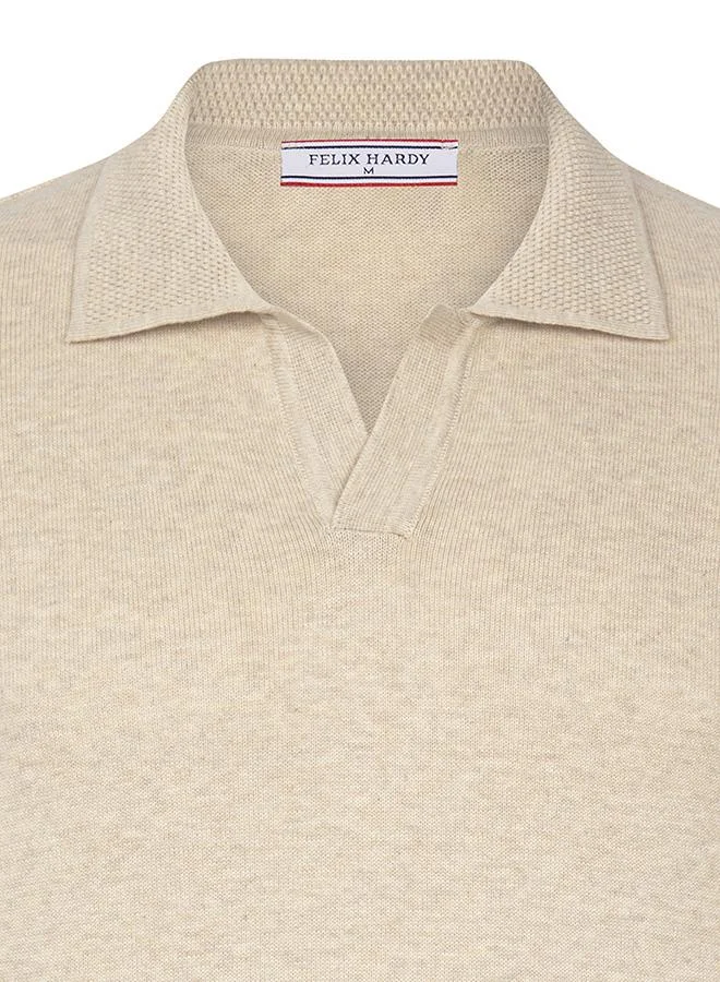 FELIX HARDY Beige Pullover with Polo Collar - Buttonless for Men | Best Price UAE