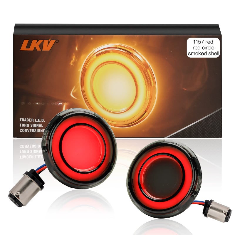 LKV 1157 Rear Motorcycle LED Turn Signals Light 2 Inch Bullet Smoked Lens Compatible for Harley Davidson Touring Dyna Softail Sportster Street Glide Road Glide Iron 883 Road King - Image 3