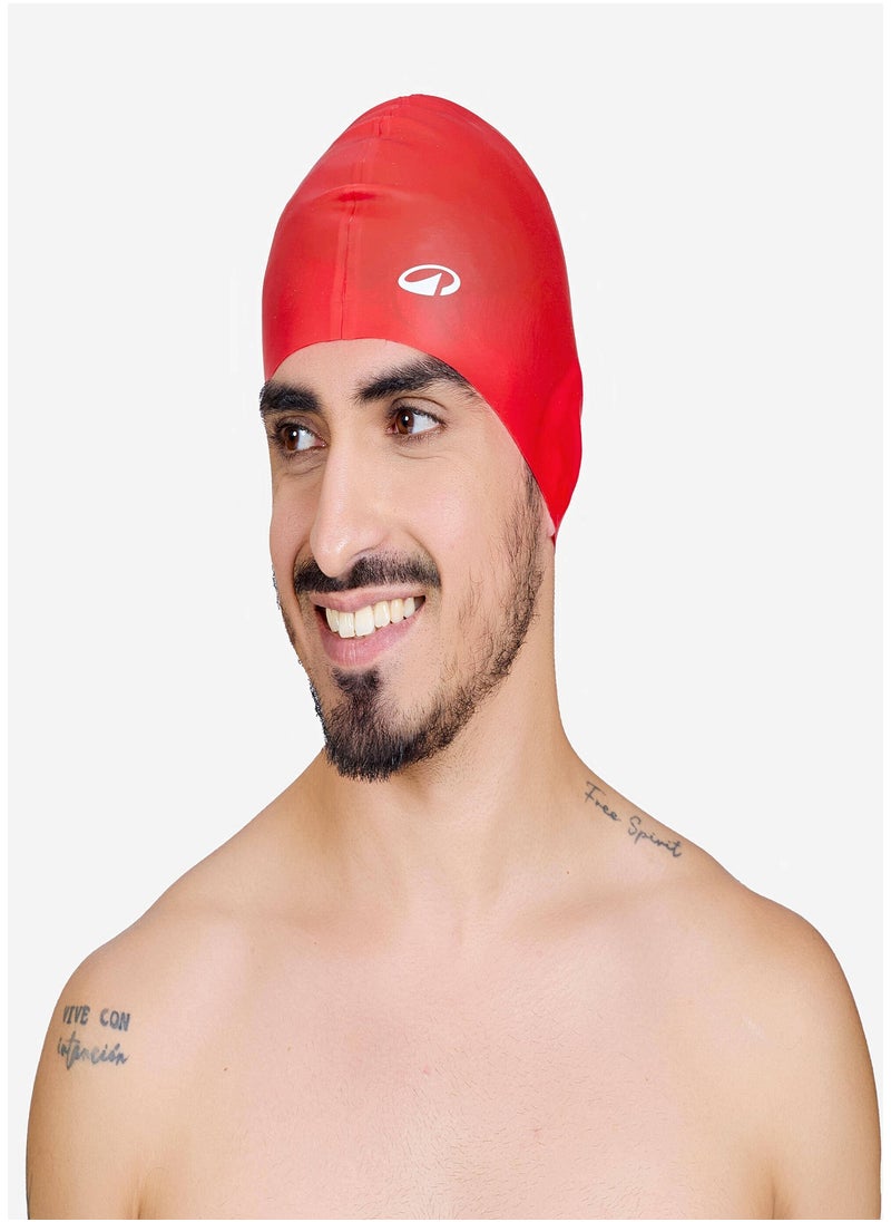NABAIJI NABAIJI by DECATHLON, Silicone Swim Cap Secure Fit & Comfortable Red  - Image 1