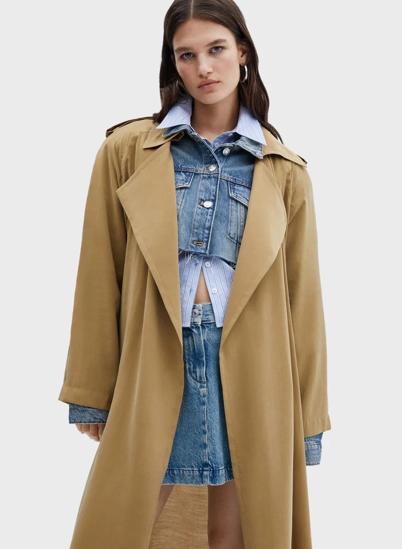 MANGO Longline Trench Coat