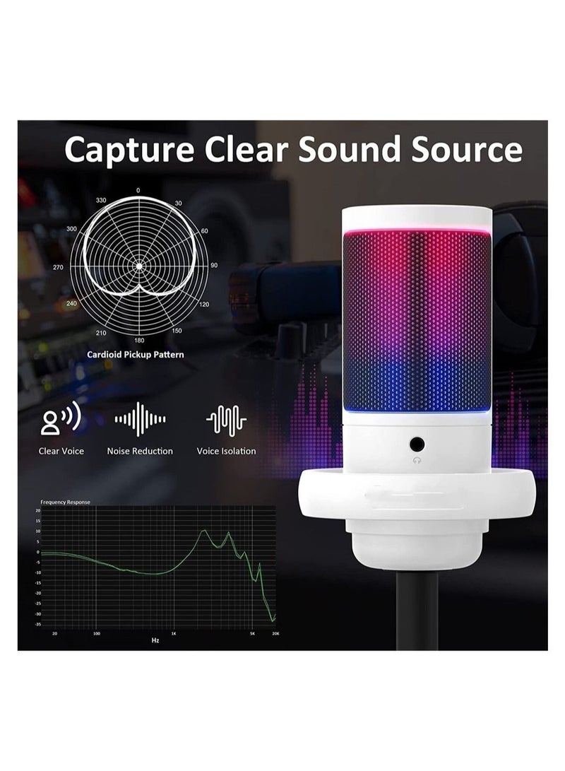 Y&D Condenser Microphone, Gaming Microphone on Mac/PS4/PS5, USB for PC with RGB, Touch Mute, Plug and Play, Gain knob & Monitoring Mic Recording, Streaming, Podcasts, YouTube, Twitch  - Image 2