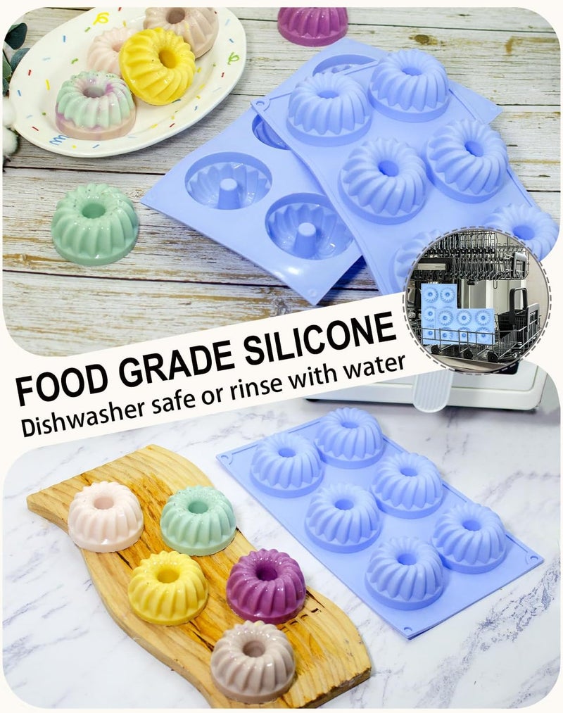 SmartKitch Jello Molds 3pcs Silicone Fluted Tube Cake Pans, 6Cavity Heritage Bundtlette Cake Silicone Mold for Baking Non Stick Fancy Molds - Image 4