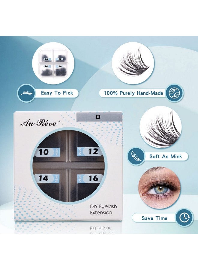 AuReve Lash Cluster Eye Lash Clusters Diy Lash Extensions Clusters Individual Lashes Eyelash Clusters Cluster Lashes For Home Use 96 Pcs 0.07D 10121416Mm Mix (G01) - Image 2