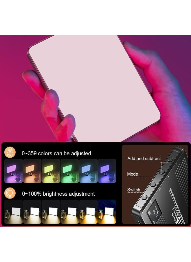 RGB Mini LED Video Light M16 – Portable Full Color Lighting for Photography & Vlogging, 94 Beads, 360 Colors, 1500mAh Rechargeable, 1/4” Mount & Phone Clip Included  for Camera & Mobile Shooting