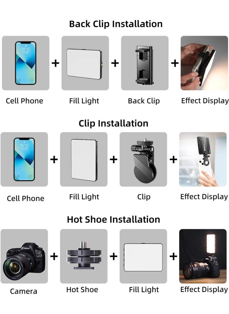 RGB Mini LED Video Light M16 – Portable Full Color Lighting for Photography & Vlogging, 94 Beads, 360 Colors, 1500mAh Rechargeable, 1/4” Mount & Phone Clip Included  for Camera & Mobile Shooting
