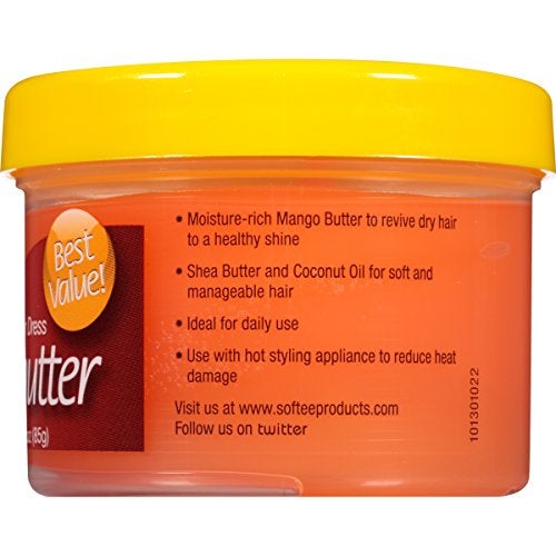 Softee Mango Shea Butter Daily Hair Dress, 3 Ounce Jar (1) - Image 3