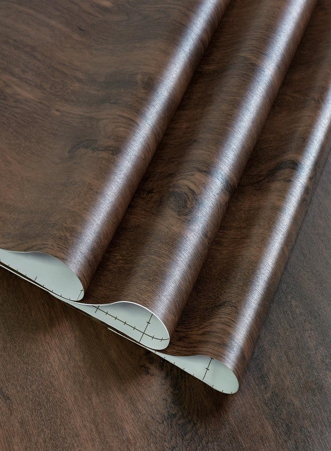 TOTIO Dark Brown Wood Grain Contact Paper Peel and Stick Walnut Textured Self-adhesive Wallpaper Bubble-free Design Matte Thickened 16x78inch Waterproof Counter Top Stick Paper Wood Vinyl Wrap for Cabinets - Image 1