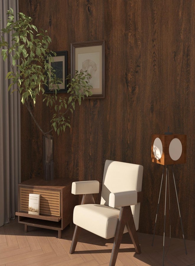TOTIO Dark Brown Wood Grain Contact Paper Peel and Stick Walnut Textured Self-adhesive Wallpaper Bubble-free Design Matte Thickened 16x78inch Waterproof Counter Top Stick Paper Wood Vinyl Wrap for Cabinets - Image 2