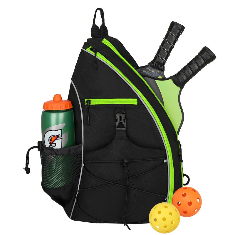 Goloni Pickleball Sling Bag for Men Women Lightweight Pickleball Backpack with Fence Hook Large Capacity Pickleball Bag with AntiTheft Pocket WaterResistant for Tennis Padel SportsBlack Green - Image 2