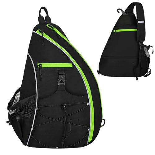 Goloni Pickleball Sling Bag for Men Women Lightweight Pickleball Backpack with Fence Hook Large Capacity Pickleball Bag with AntiTheft Pocket WaterResistant for Tennis Padel SportsBlack Green - Image 3
