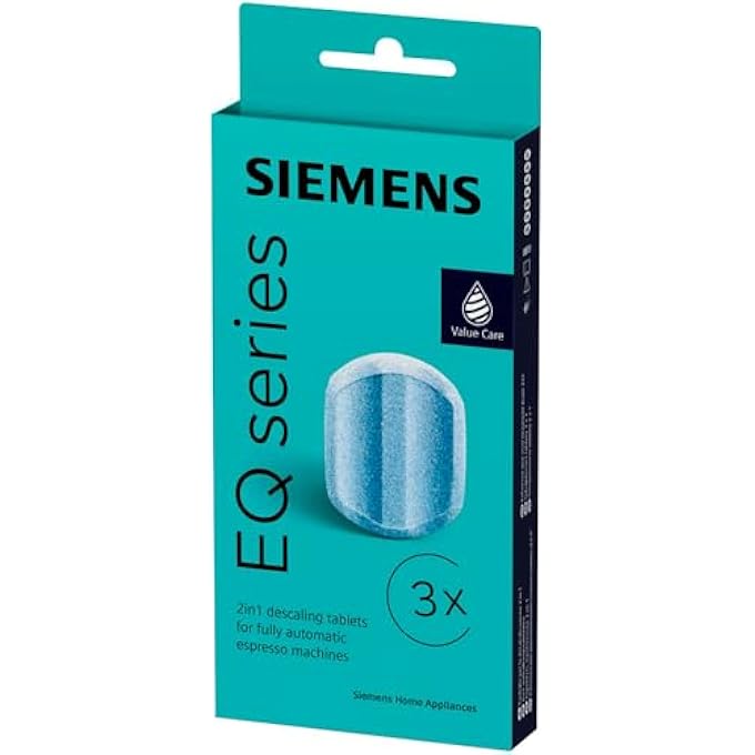 سيمنز أقراص إزالة الترسبات Tz80002A عبوة من 3 أقراص تزيل الترسبات الجيرية وتحمي من التآكل، ملحقات أصلية تناسب سلسلة ماكينات القهوة المعدلة باللون الأبيض 118 - Image 1