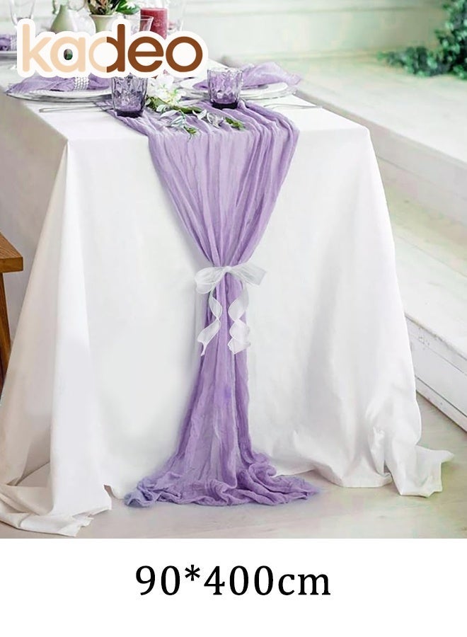 kadeo Cheesecloth Table Runner, Boho Gauze Wedding Cheese Cloth Table Runner, for Party Long Easter Rustic Sheer Table Runners for Baby Bridal Shower Decor 90*400CM - Image 4