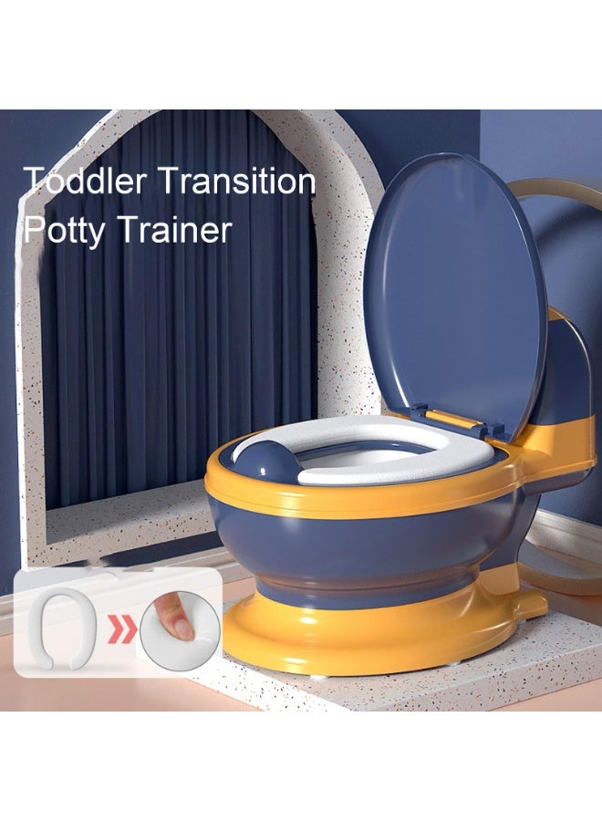 ZERIFAM 2-in-1 Potty Training Toilet, Toddler Potty Chair with Soft Seat and Detachable Training Seat, Suitable for Boys and Girls 1-3 Years Old, Equipped with Flushing Sound, Wet Wipe Storage (Blue) - Image 3