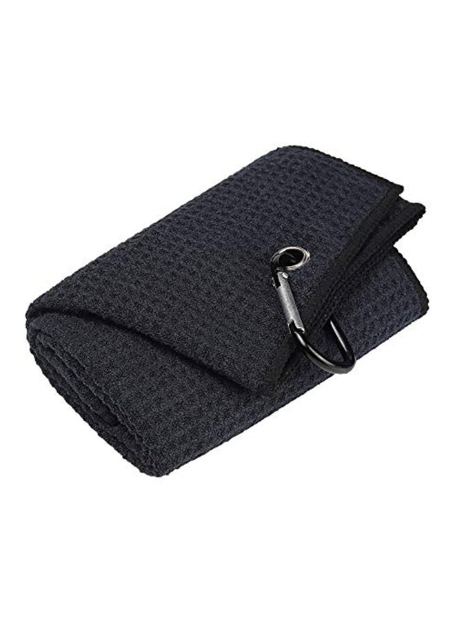 Mile High Life منشفة جولف ثلاثية الطي من مايل هاي لايف | 16" × 24" | قماش ميكروفايبر فاخر | نمط الوافل | مع مشبك كارابيني ثقيل | للرجال والنساء (أسود) - Image 1