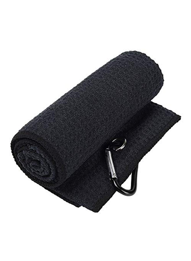 Mile High Life منشفة جولف ثلاثية الطي من مايل هاي لايف | 16" × 24" | قماش ميكروفايبر فاخر | نمط الوافل | مع مشبك كارابيني ثقيل | للرجال والنساء (أسود) - Image 2