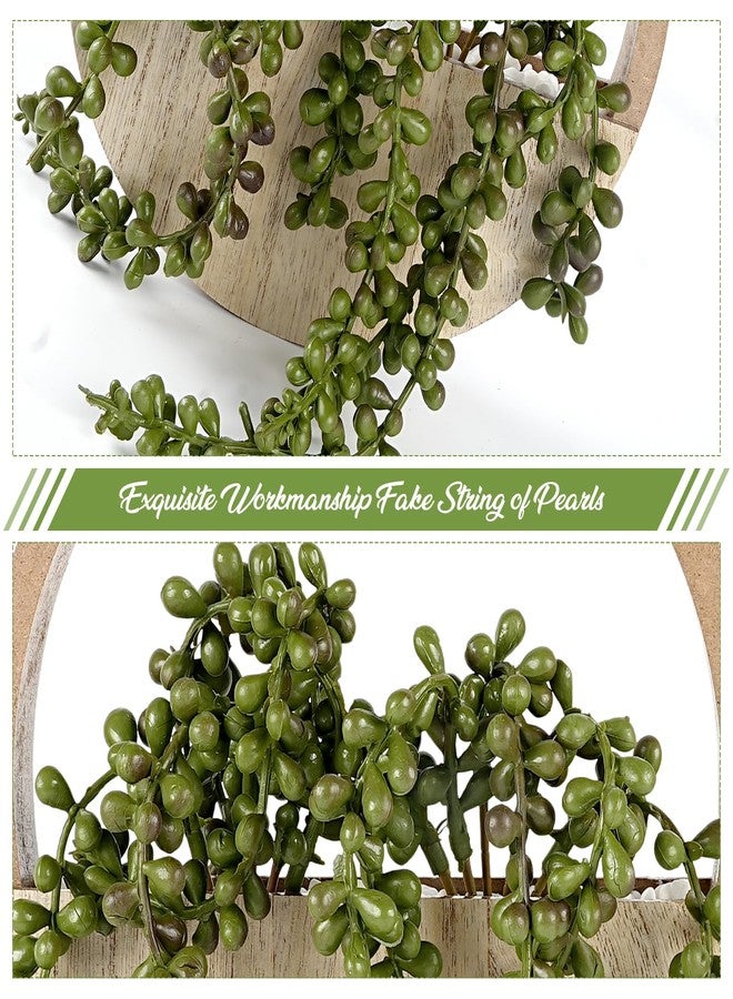 COM4SPORT 2PCS 12.2" Fake Hanging Plant, Succulent Wall Decor, Fake Plants Decor, String of Pearls in Pot with 8.3" Lanyard for House Indoor Outdoor Bedroom Wall Decor Aesthetic(Wood Color) - Image 3