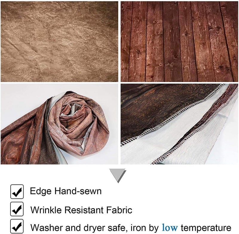 BPA 5x7FT Soft Fabric Abstract Brown Wall with Wood Floor Backdrop for Newborn Baby Photography Kids 1st Birthday Cake Smash Photoshoot Retro Portrait Photo Background Photographer Props - Image 3