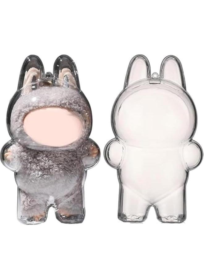 Arabest Protective Hard Case with Silicone Strap Suitable for Labubu - Clear Display Box Cover for Sitting and Standing Figure Transparent PVC Storage Display Protective Cover (A-No Dolls(Standing))  - Image 1