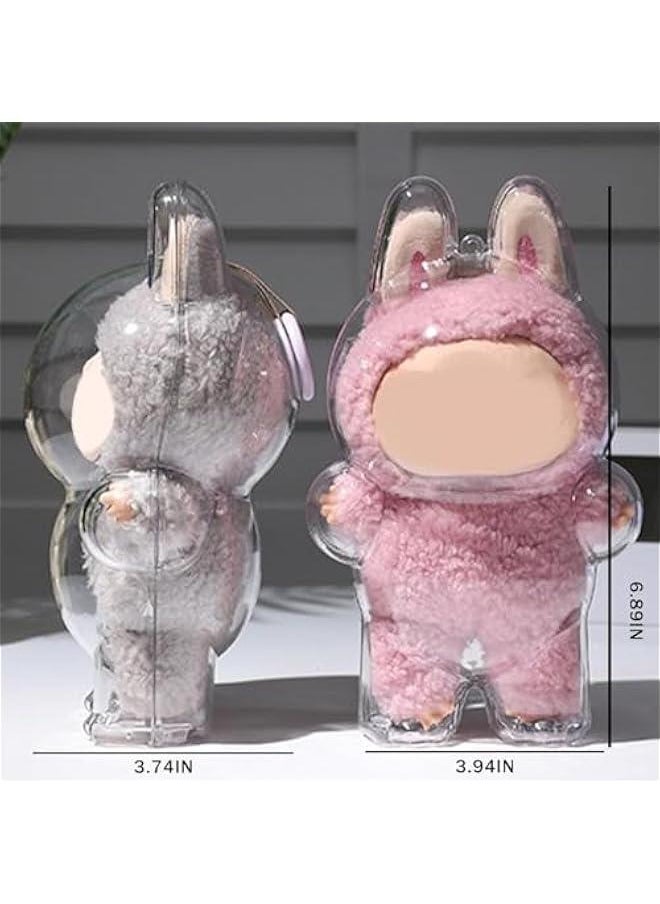 Arabest Protective Hard Case with Silicone Strap Suitable for Labubu - Clear Display Box Cover for Sitting and Standing Figure Transparent PVC Storage Display Protective Cover (A-No Dolls(Standing))  - Image 4