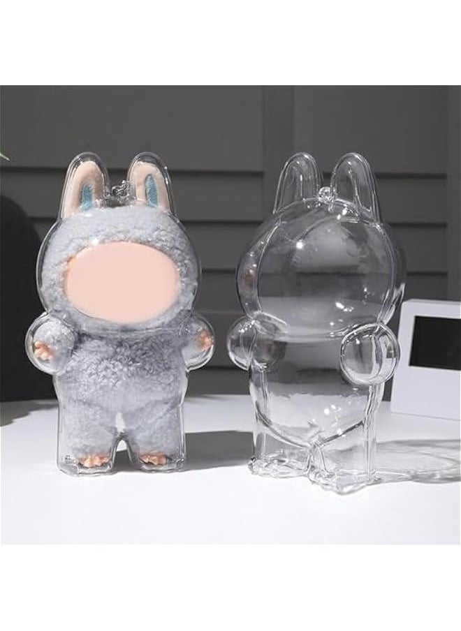 Arabest Protective Hard Case with Silicone Strap Suitable for Labubu - Clear Display Box Cover for Sitting and Standing Figure Transparent PVC Storage Display Protective Cover (A-No Dolls(Standing))  - Image 3