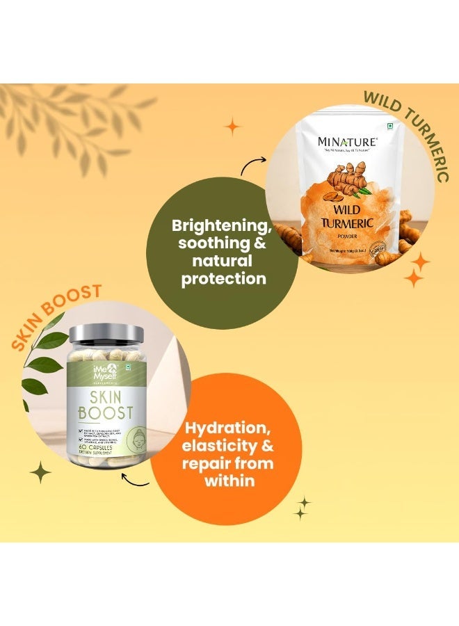 Mi Nature Brightening Care Combo | Herbal Skin Boost 60 Capsules + Wild Turmeric Powder 100g | Pure & Natural - Image 2
