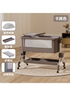 Generic BABY BED &CHANGING TABLE, Baby Height Adjustable Bed Splicing Baby Shaker, Anti-Mosquito code(618)beig  - Image 1