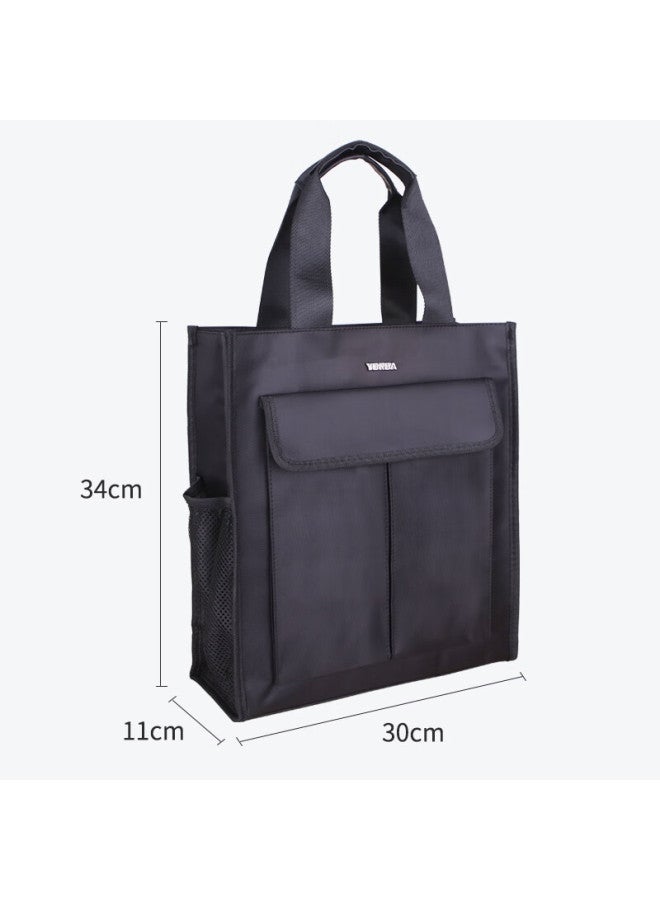 Ubiquitin Youbili Student Multifunctional Handheld Tutoring Bag, Document Storage Pouch, Large Capacity Office File Bag, Elementary To High School Student Book Carrier, Vertical Style, 8352 Black - Image 2
