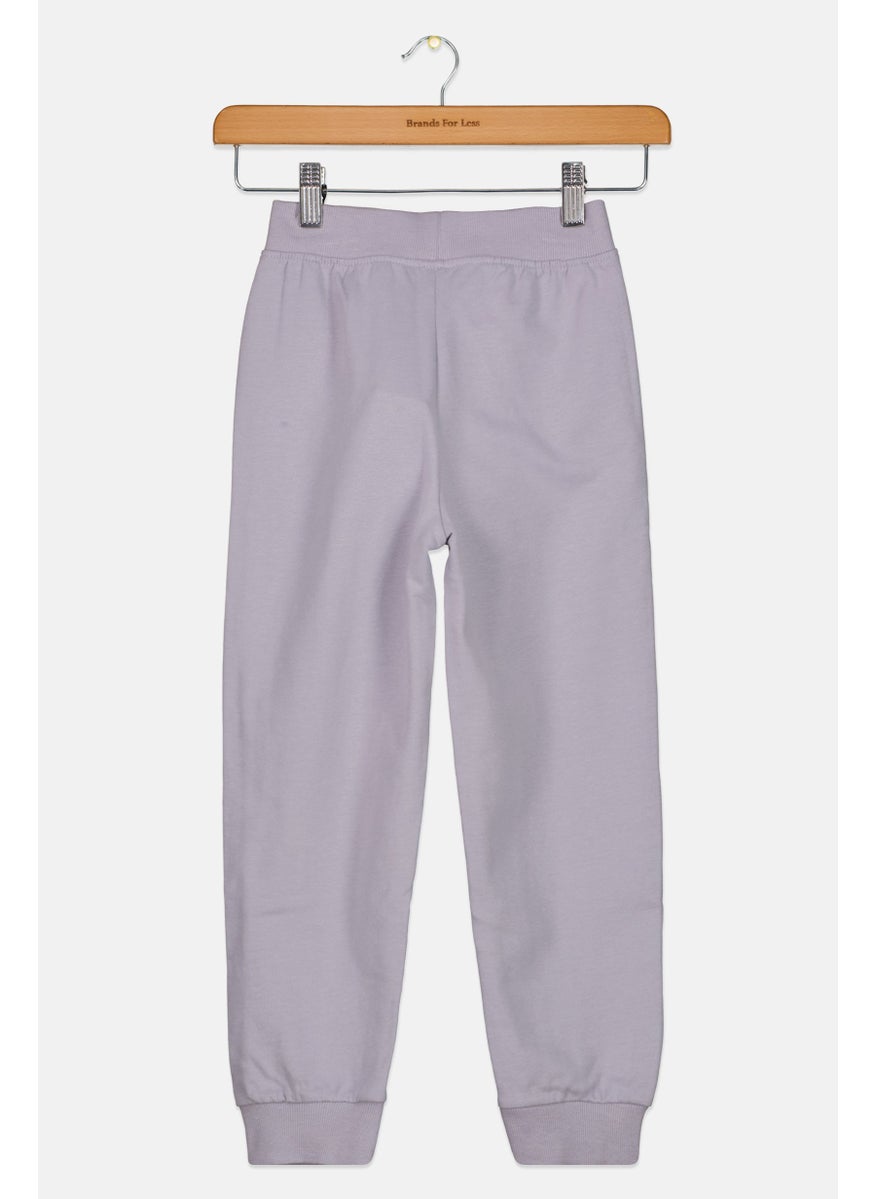 Cool Club - Kids Girl Embroidered Jogger Pants, Light Purple - Image 1