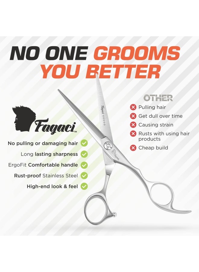 Fagaci Hair Cutting Scissors - Professional Hair Scissors 15Cm With Extremely Sharp Blades 440C Steel Hair Cutting Scissors Durable Smooth Motion And Fine Cut Barber Scissors With Elegant Sheath Clea... - Image 4