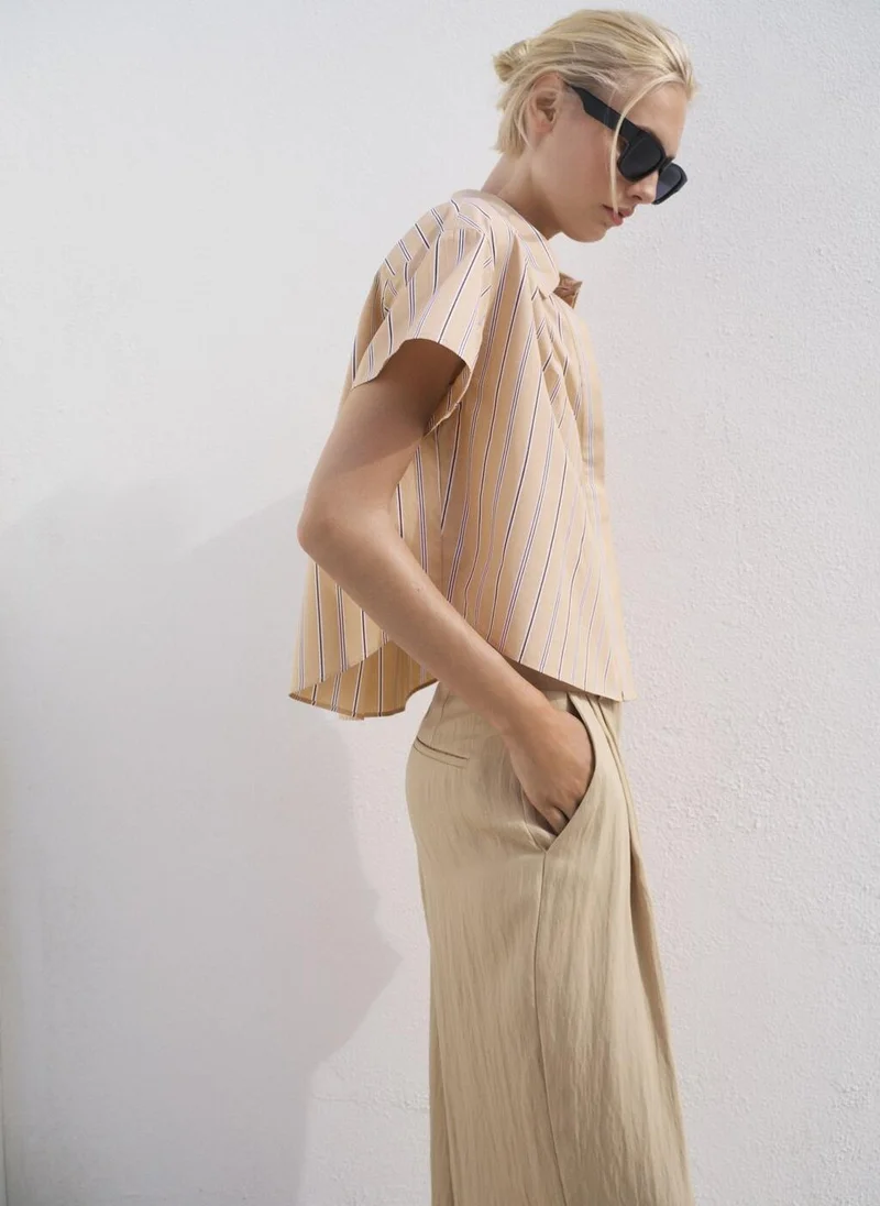 MANGO Short sleeve striped shirt