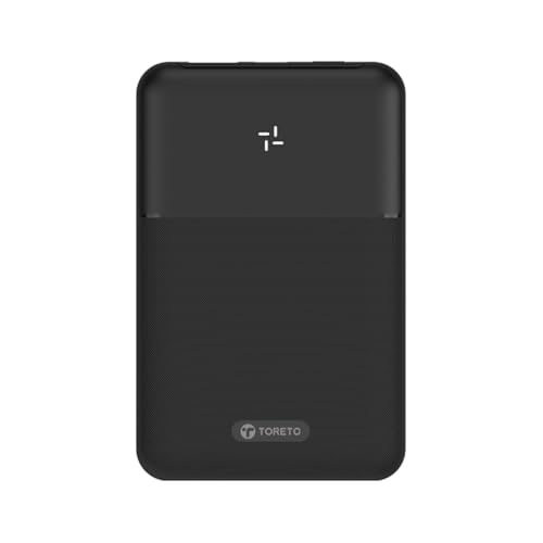 Toreto 10000mAh Slim & Compact Powerbank 22.5W Fast Charging, USB & Type C Output, Power Delivery, Quick Charge for iPhone, Android & Tablets, Earbuds, (Power Tint 10, Black) - Image 1