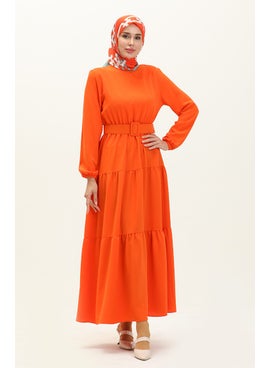 Sefa Merve Belted Pleated Dress 2002-05 Orange  - Image 2