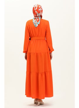 Sefa Merve Belted Pleated Dress 2002-05 Orange  - Image 5