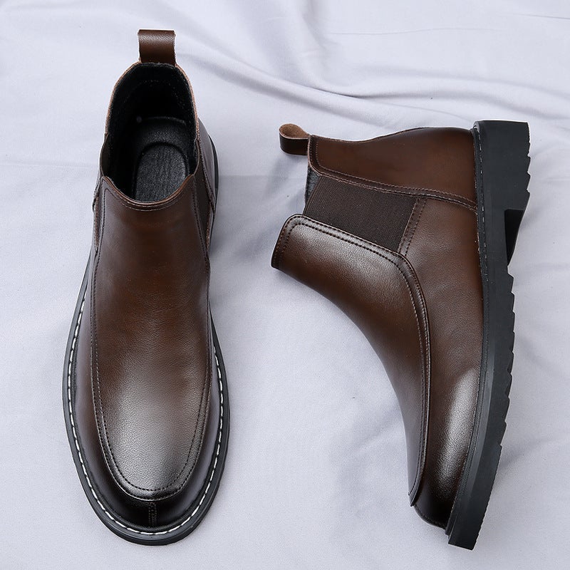 High-End Cowhide Chelsea Boots Men'S Genuine Leather Boots Pointed Toe British Martin Boots Men'S High-Top Ankle Boots Suit Leather Shoes - Image 3