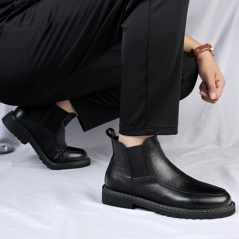 High-End Cowhide Chelsea Boots Men'S Genuine Leather Boots Pointed Toe British Martin Boots Men'S High-Top Ankle Boots Suit Leather Shoes - Image 5