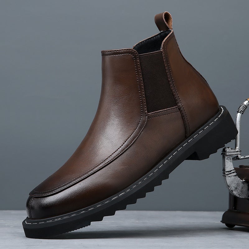 High-End Cowhide Chelsea Boots Men'S Genuine Leather Boots Pointed Toe British Martin Boots Men'S High-Top Ankle Boots Suit Leather Shoes - Image 2