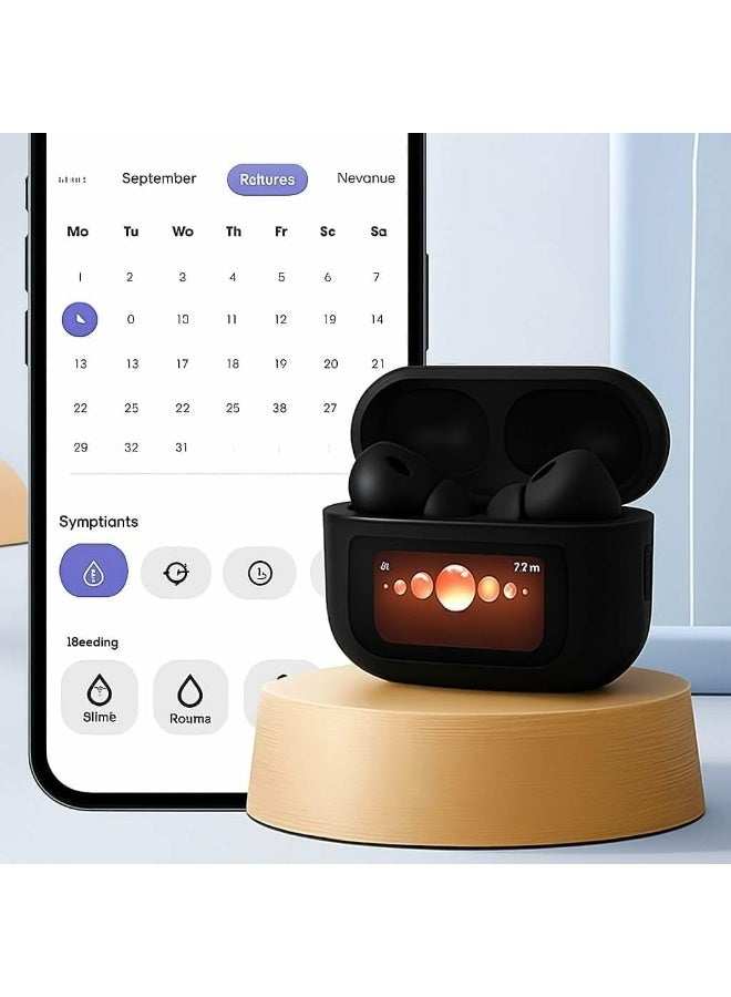 سماعات بلوتوث لاسلكية ANC/ENC عازل ضوضاء بشاشة عرض رقمية وتشغيل لمس – جراب شحن لاسلكي - Image 4