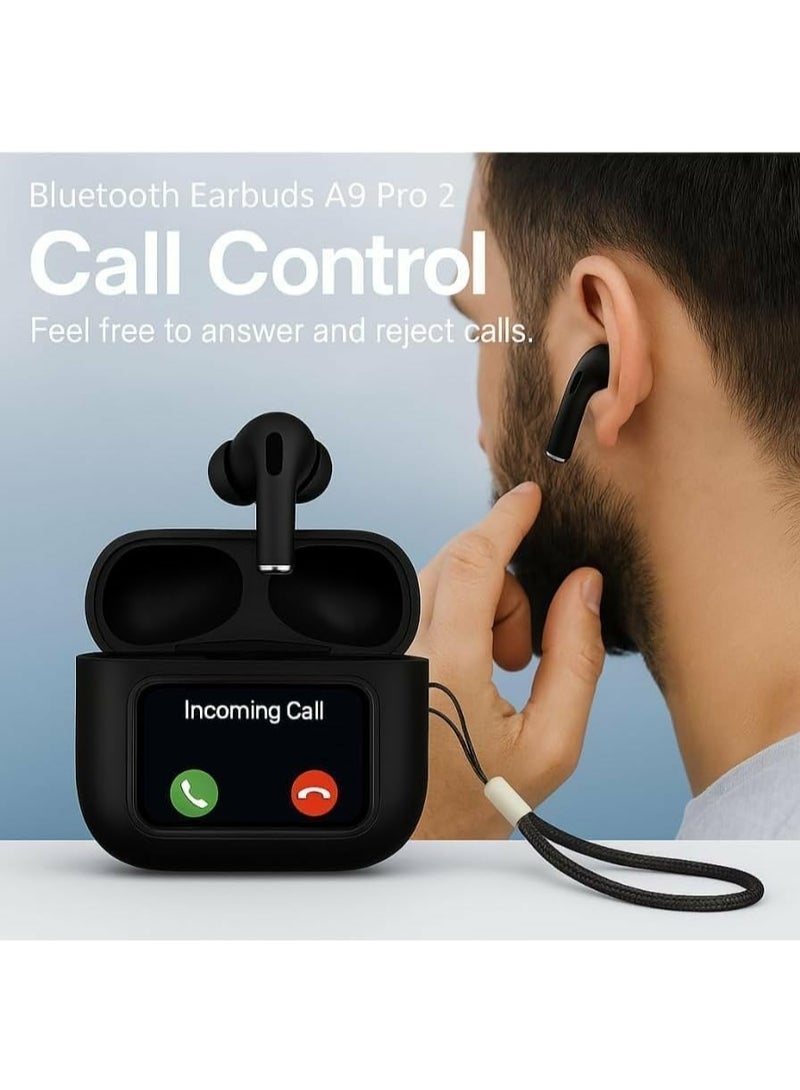 سماعات بلوتوث لاسلكية ANC/ENC عازل ضوضاء بشاشة عرض رقمية وتشغيل لمس – جراب شحن لاسلكي - Image 5