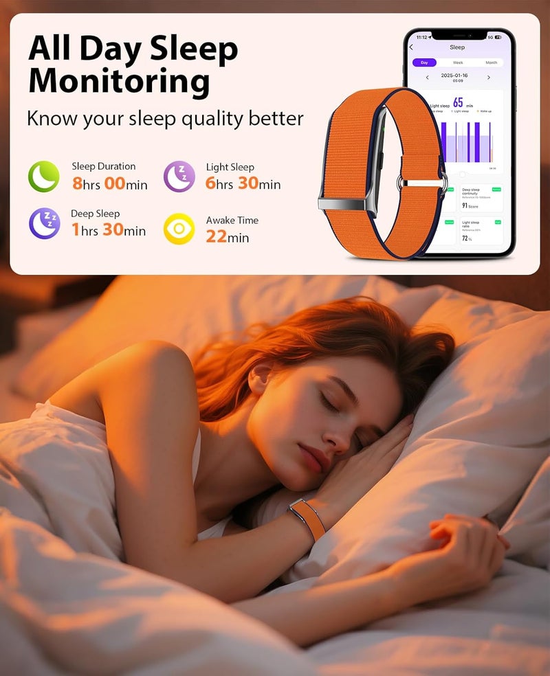 Smart Bracelet, Wearable Activity & Fitness Tracker Band, 24H Sleep Tracker, All-Day Continuous Heart Rate Blood Pressure Stress HRV Monitor, 120+ Sport Modes Smart Wristband with 2 Bands, Free APP - Image 3
