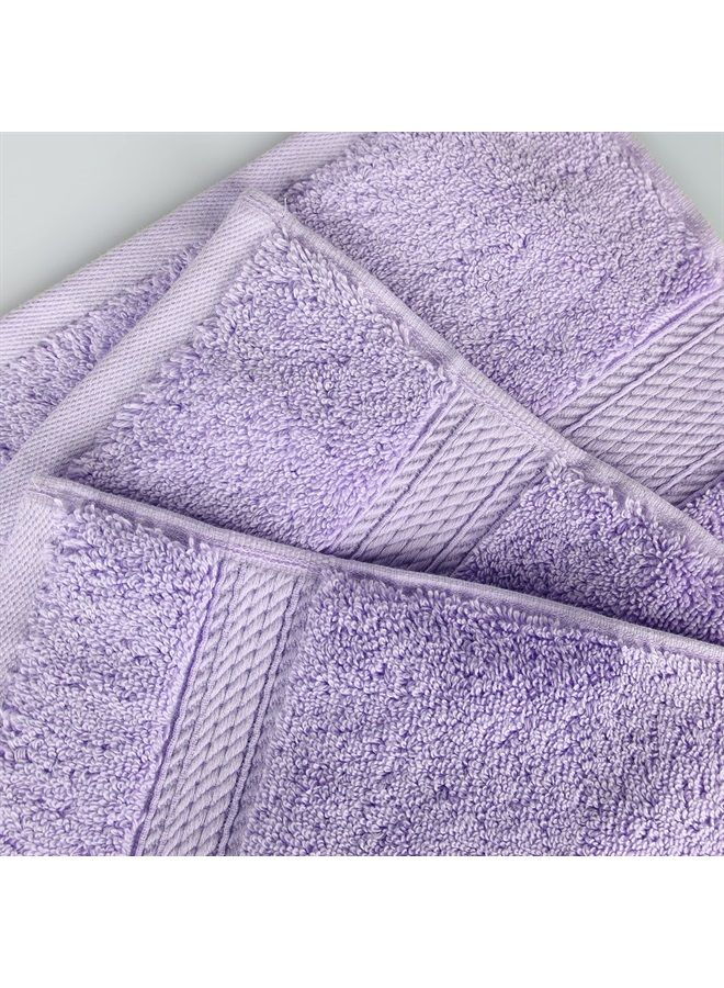Superior Solid Egyptian Cotton Face Towel Set, 13" x 13", Purple, 6-Pieces - Image 3